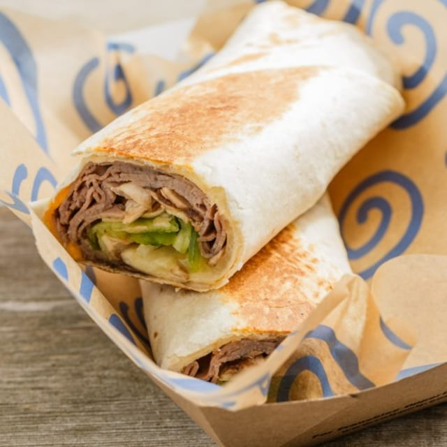 Philly Melt Hot Pressed Sandwich Wrap.
