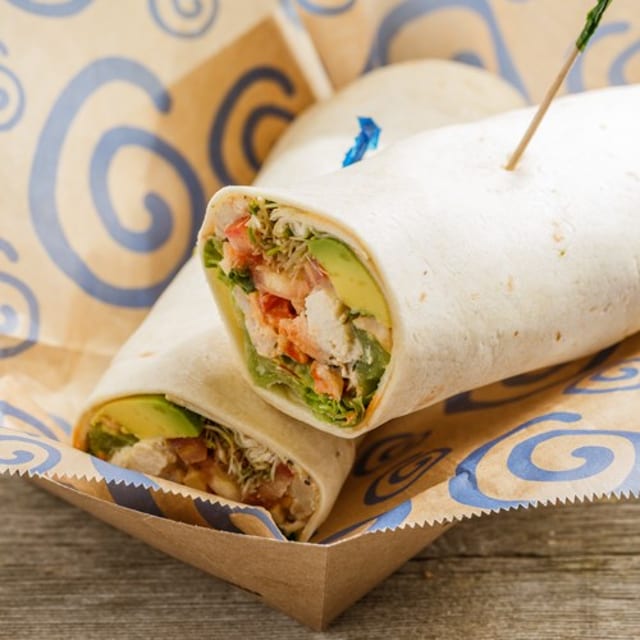 Basil Cashew Chicken Sandwich Wrap.