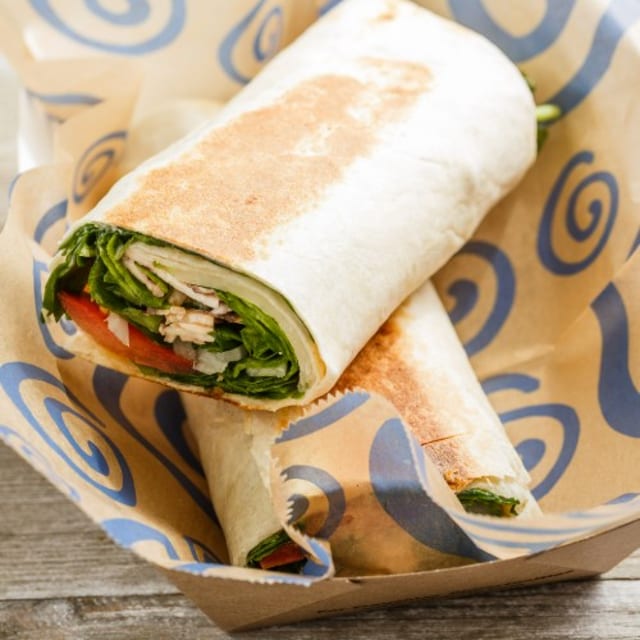 Veggie Fajita Hot Pressed Sandwich Wrap.