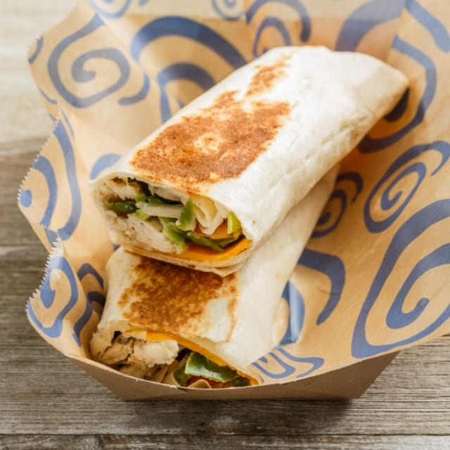 Chicken Fajita Hot Pressed Sandwich Wrap.