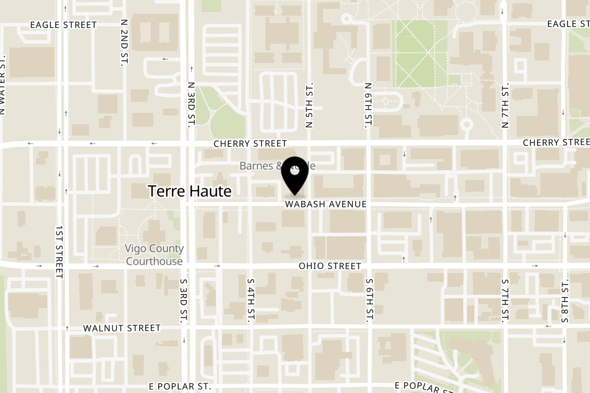 Map showing the location of Roly Poly Terre Haute on 424 Wabash Ave in Terre Haute